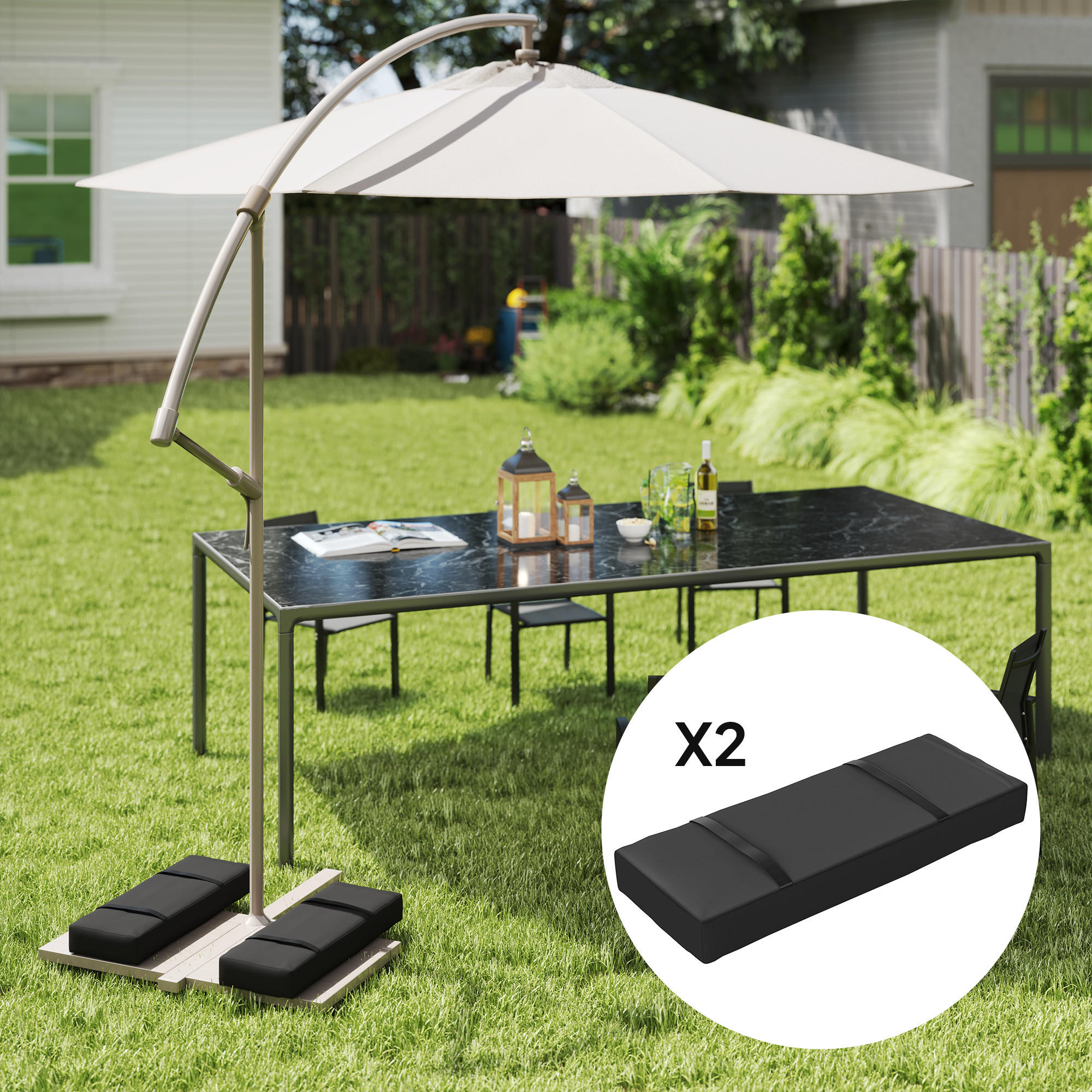 SANDSÄCKE für Sonnenschirm auffüllbar bis 25 kg - Schwarz, Textil (30/76cm) - Outsunny