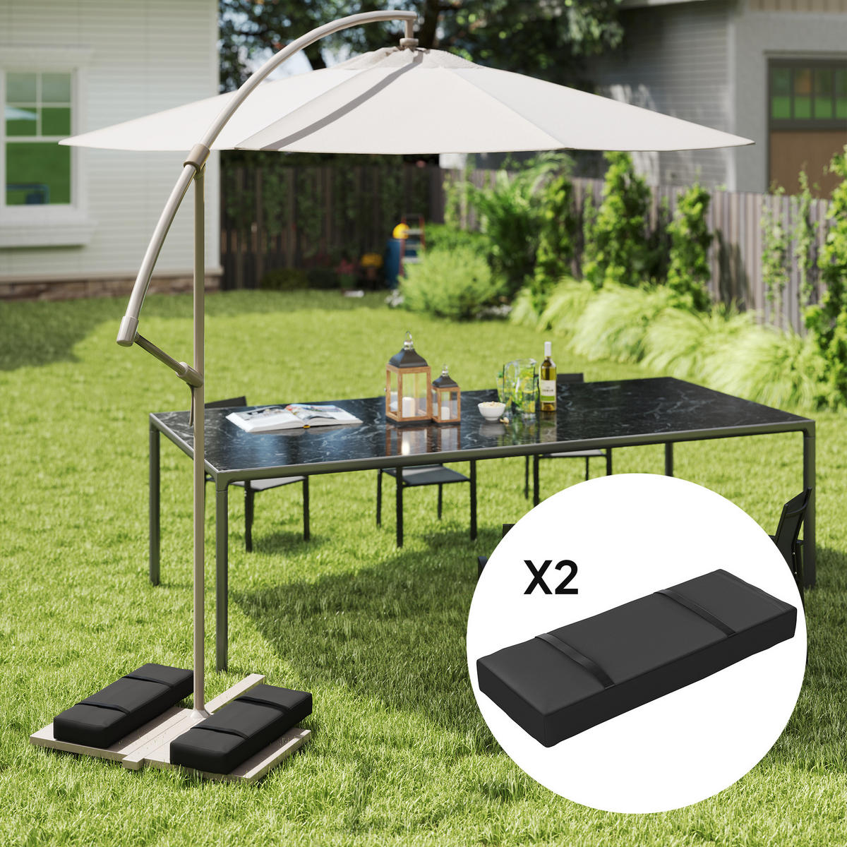 SANDSÄCKE für Sonnenschirm auffüllbar bis 25 kg - Schwarz, Textil (30/76cm) - Outsunny