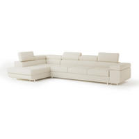 ECKSOFA VICENTE Creme Boucle-Stoff mit Schlaffunktion - Creme, Holz (346/202cm) - MASSENO