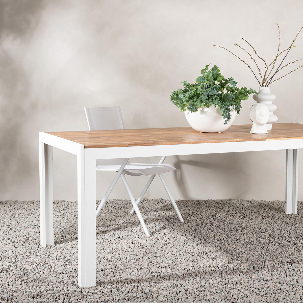 GARTENESSTISCH - Braun/Weiß, Holz (200/100/76cm) - home24