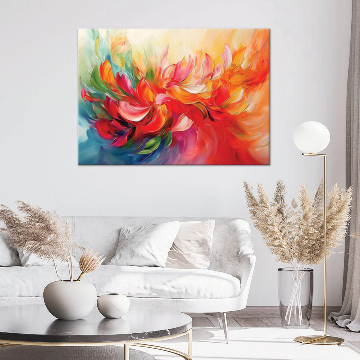 LEINWANDBILD Bunt bemalte Abstraktion - Multicolor, Textil (60/40cm) - Feeby