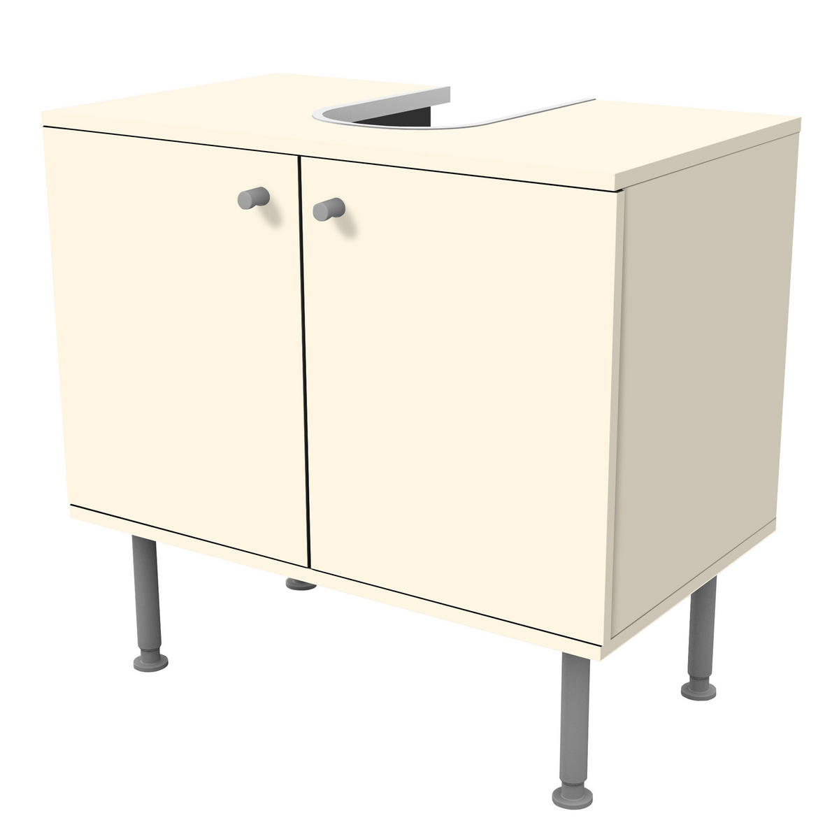 WASCHBECKENUNTERSCHRANK Kaschmir 60/55/35 cm - Beige, Holzwerkstoff (60/55/35cm) - Bilderwelten
