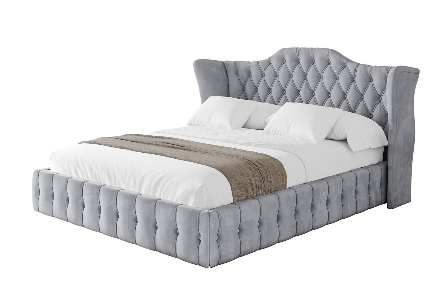 POLSTERBETT mit Bettkasten und Lattenrost, Bett mit Matratze H3/H4 - MODY 180x200 Hellgrau - Hellgrau, Holzwerkstoff/Textil (180/200cm) - ALTDECOR