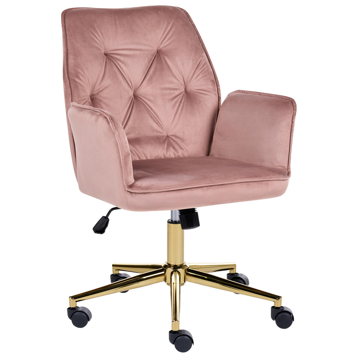SCHREIBTISCHSTUHL Samtstoff Rosa Celara - Pink, Textil (60/87/60cm) - Beliani