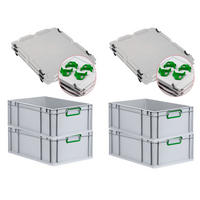 EUROBOX 4x Nextgen Color Mit Auflagedeckel 22x40x60cm Griffe Grün Geschlossen - Grün, Kunststoff (40/22/60cm) - PROREGAL