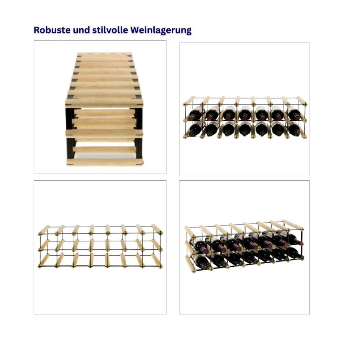 WEINREGAL Vinotega Mod Metal 22,5x72,5x24,5 cm 7x2 Flaschen Massives Kiefernholz Braun Geölt - Braun, Holz (72.5/22.5/24.5cm) - PROREGAL