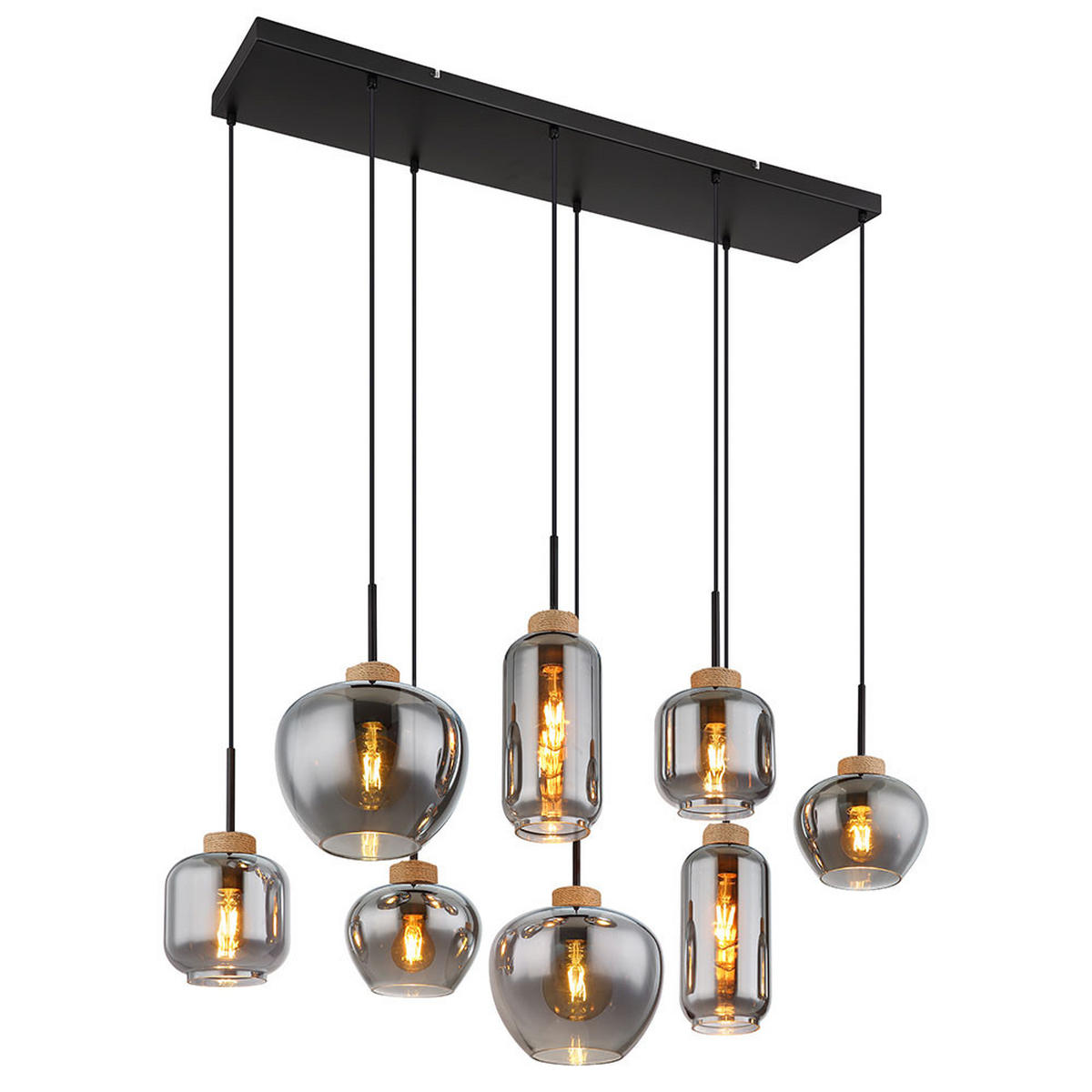 PENDELLEUCHTE Metall Schwarz-matt Rauchglas - Schwarz, Glas (105/40/120cm) - Globo Lighting