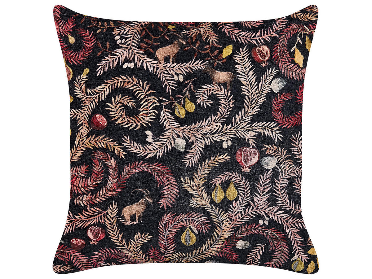 DEKOKISSEN Schwarz 45/45 cm Ricinus - Schwarz, Textil (45/45cm) - Beliani