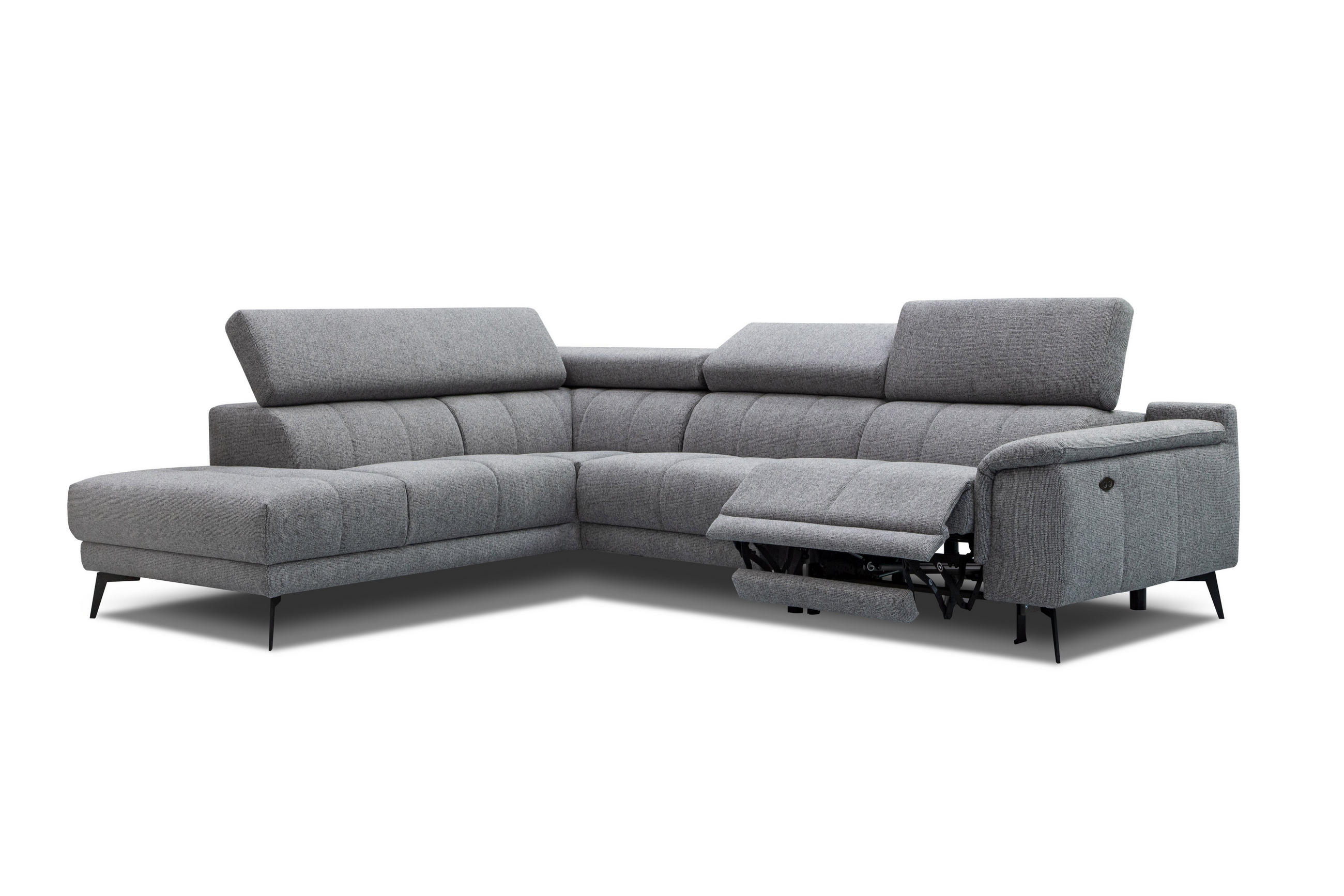 ECKSOFA FIERO 5-Sitzer mit 1 Relaxfunktion, grau - Grau, Holzwerkstoff/Textil (228/290cm) - Courtois Laville