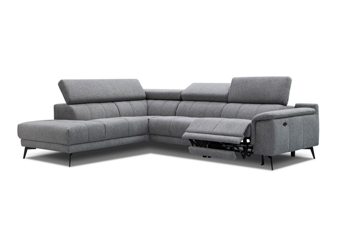 ECKSOFA FIERO 5-Sitzer mit 1 Relaxfunktion, grau - Grau, Holzwerkstoff/Textil (228/290cm) - Courtois Laville