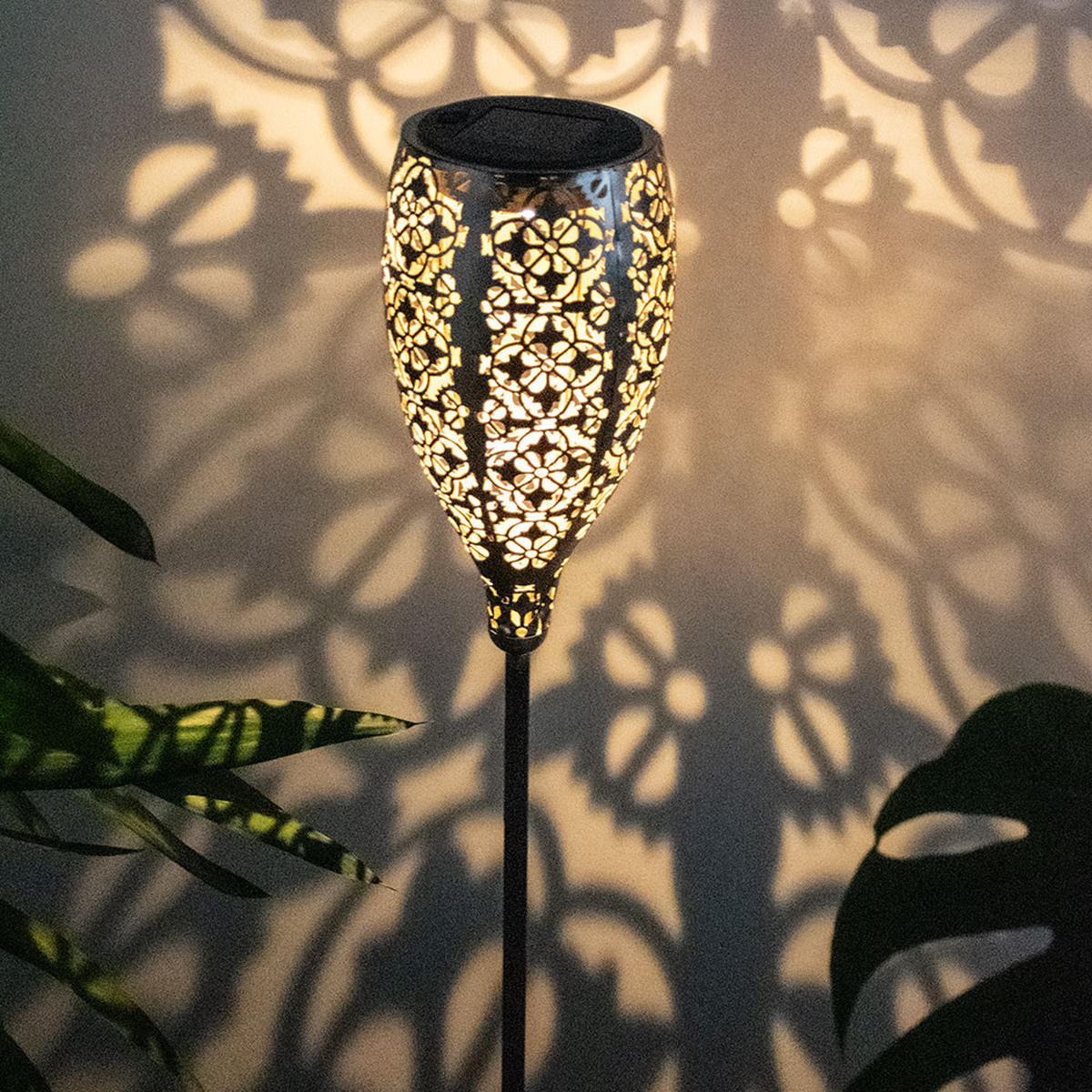 LED AUSSENLEUCHTE Solar Grau Gold - Grau, Metall (11/11/90cm) - Globo Lighting