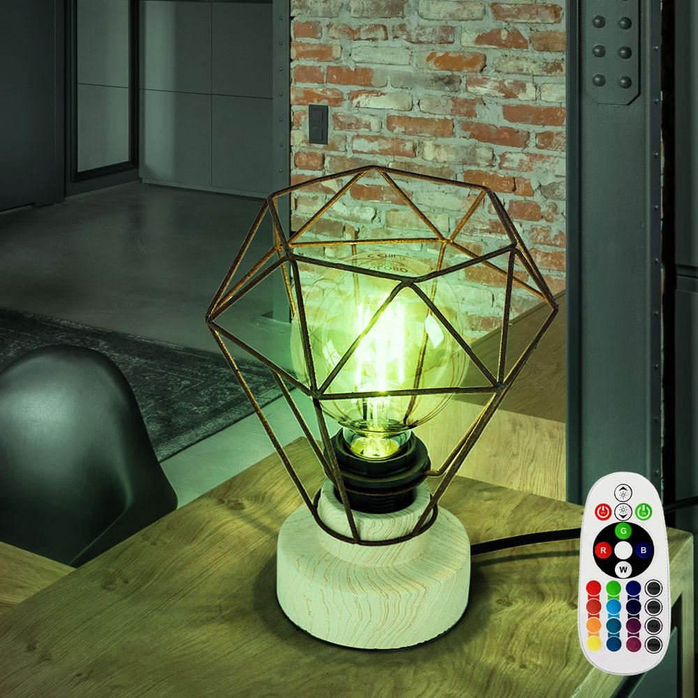 RGB LED TISCHLEUCHTE Holz Rostfarben - Braun, Holz (19/19/22.5cm)