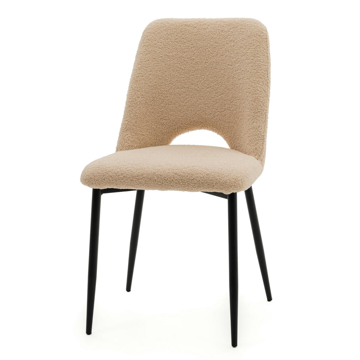 STUHL ORO gepolsterter mit Steppung - beige - Boucle - Beige/Schwarz, Textil/Metall (47/91/55cm) - NEW HOME