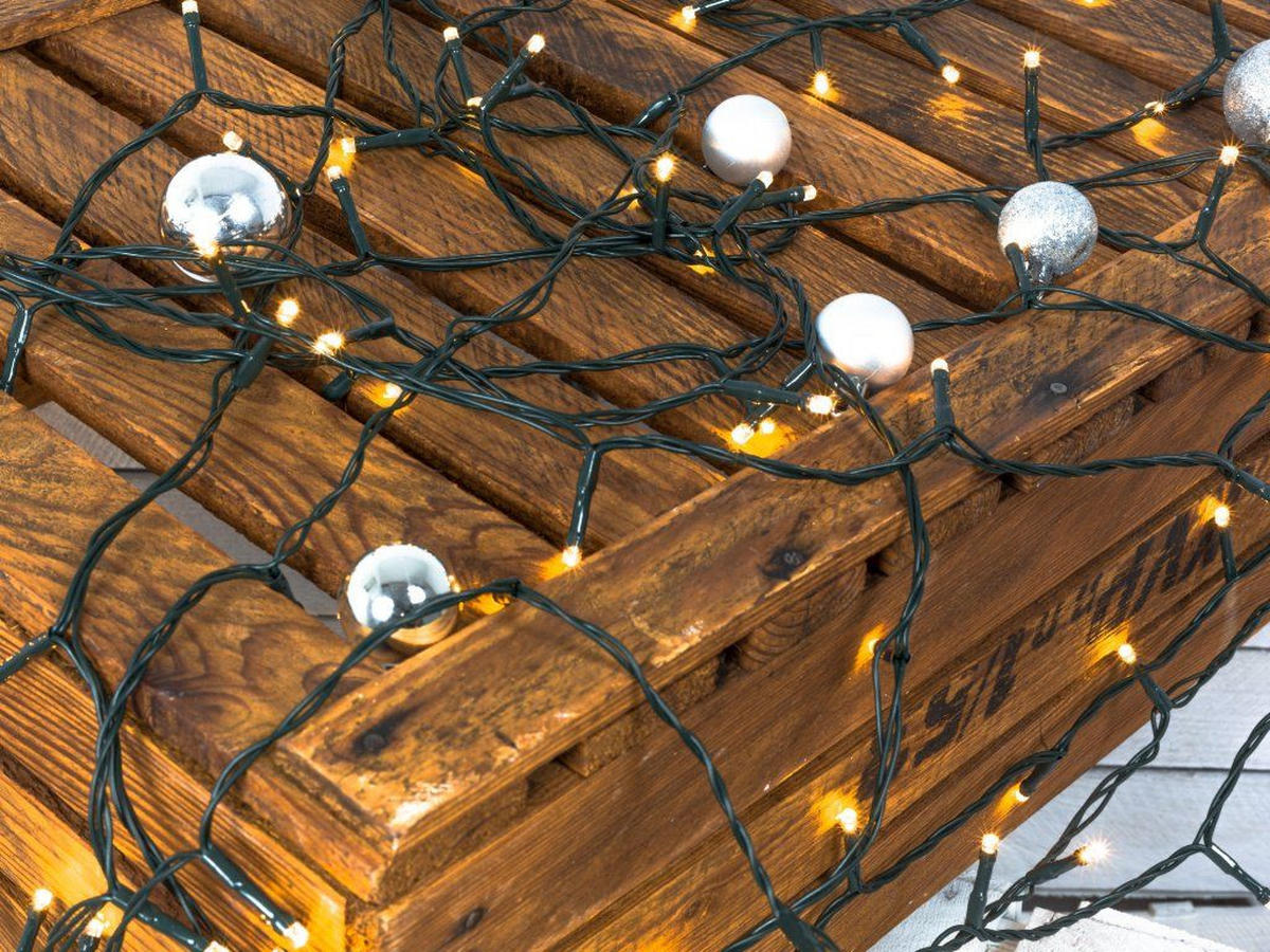 LED-LICHTERKETTE 24 m, Warmweiß, mit Timer, für Innen- und Außenbereich - Weiß, Kunststoff/Metall (2400cm) - LAALU