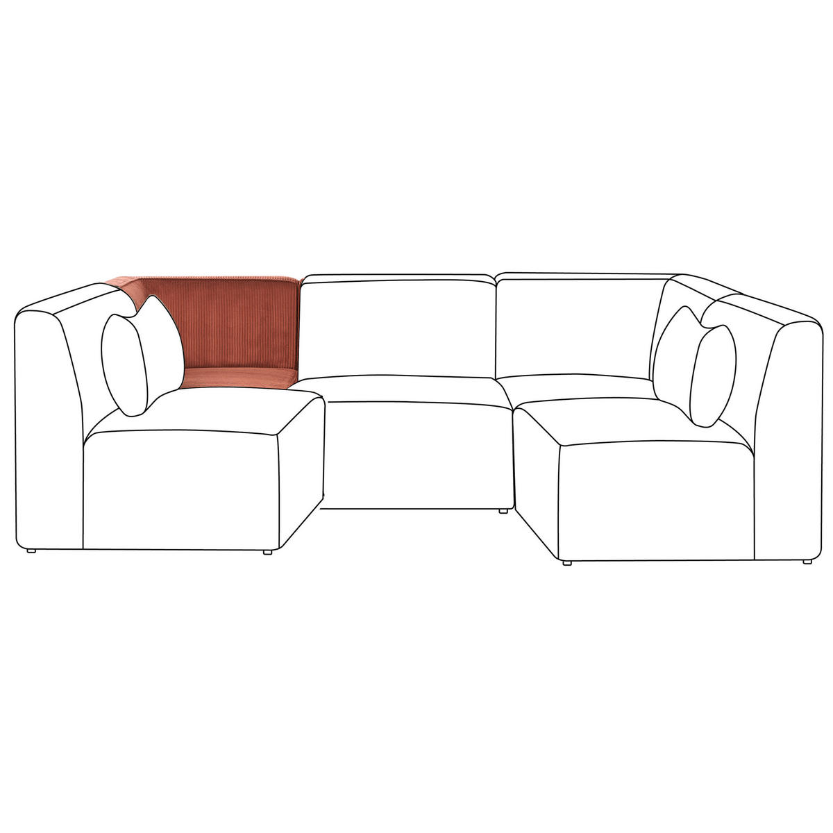 ECKMODUL Cord Goldbraun linksseitig Lemvig - Goldfarben, Textil (83/78/83cm) - Beliani