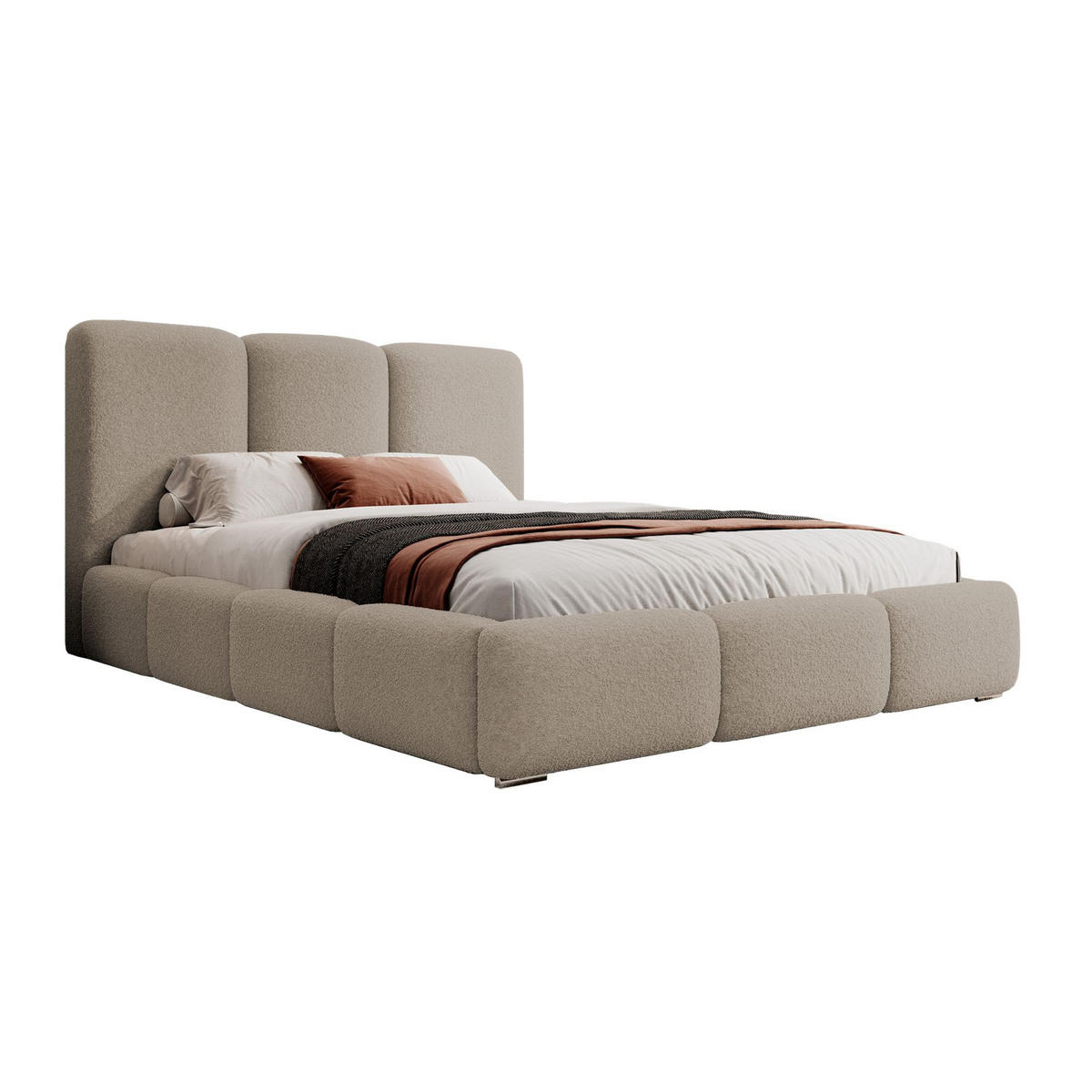 POLSTERBETT Bauro mit Bouclé-Bezug Beige 140x200 cm - Beige/Silberfarben, Textil (140/200cm) - Selsey