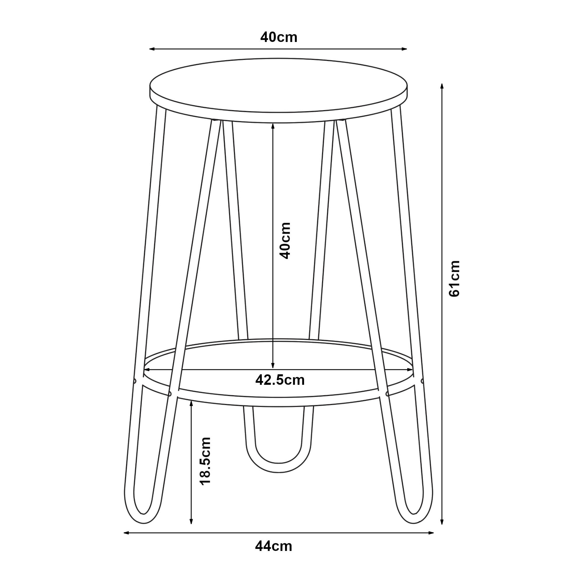 BEISTELLTISCH Ylöjärvi - Eichefarben/Schwarz, Holzwerkstoff/Metall (44/44/61cm) - [en.casa]