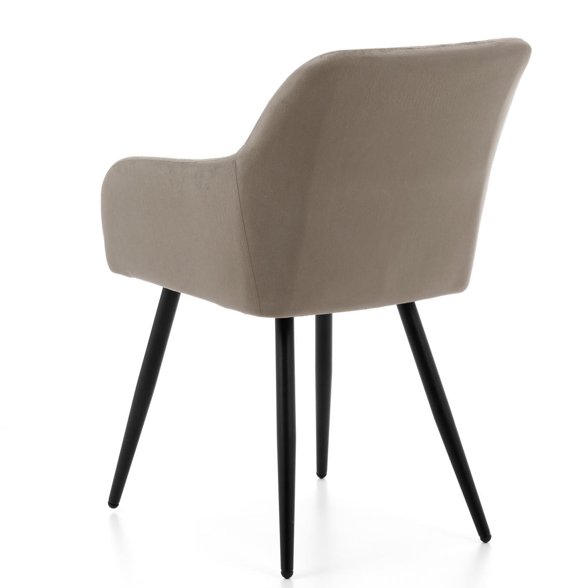 STUHL TODI gepolstert mit Steppung - dunkelbeige - Samt Velours - Beige/Schwarz, Textil/Metall (56/85/62cm) - NEW HOME