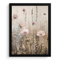 GERAHMTES BILD Blumen - Rosa - Modern - Beige 30x40 cm - Beige, Papier (30/40cm) - MuchoWow