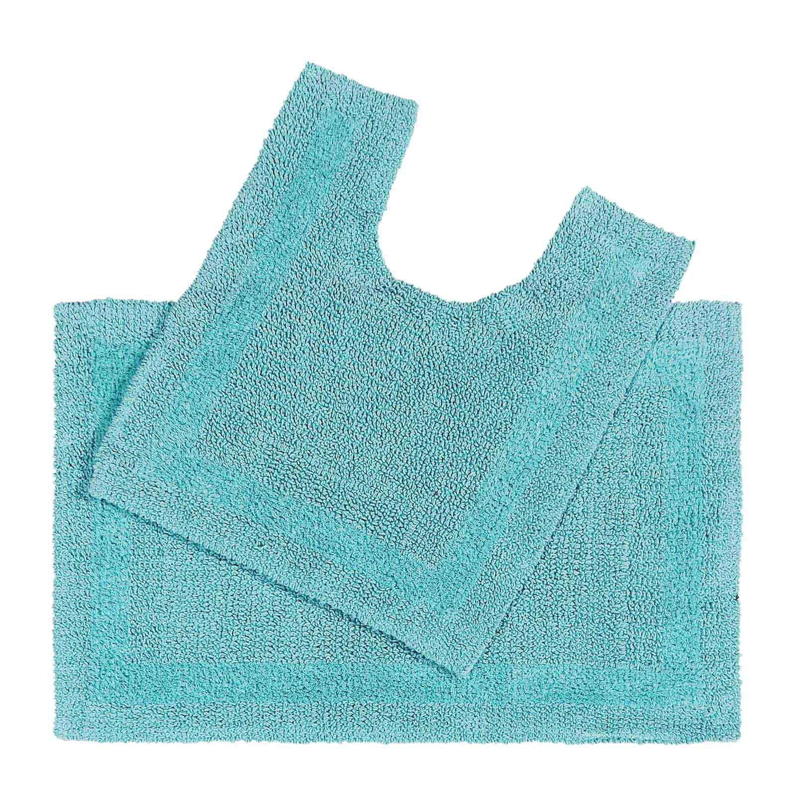 BADGARNITUR 2-tlg. Badematte & WC-Vorleger, 100% Baumwolle - Blau, Textil (80/50cm) - Homescapes