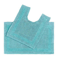 BADGARNITUR 2-tlg. Badematte & WC-Vorleger, 100% Baumwolle - Blau, Textil (80/50cm) - Homescapes