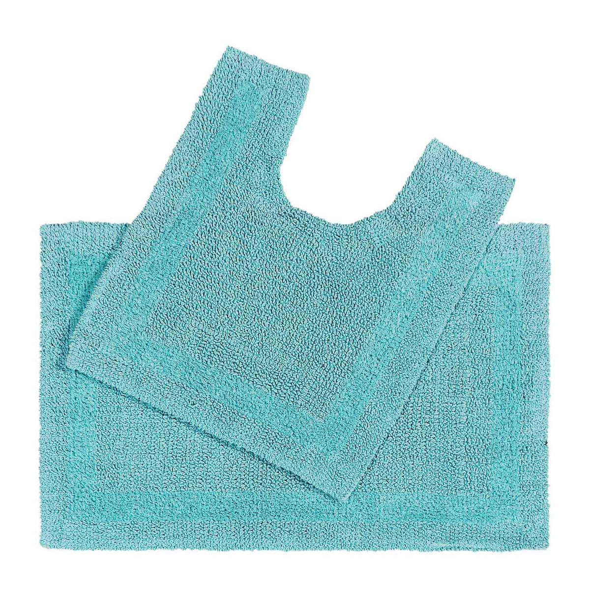 BADGARNITUR 2-tlg. Badematte & WC-Vorleger, 100% Baumwolle - Blau, Textil (80/50cm) - Homescapes