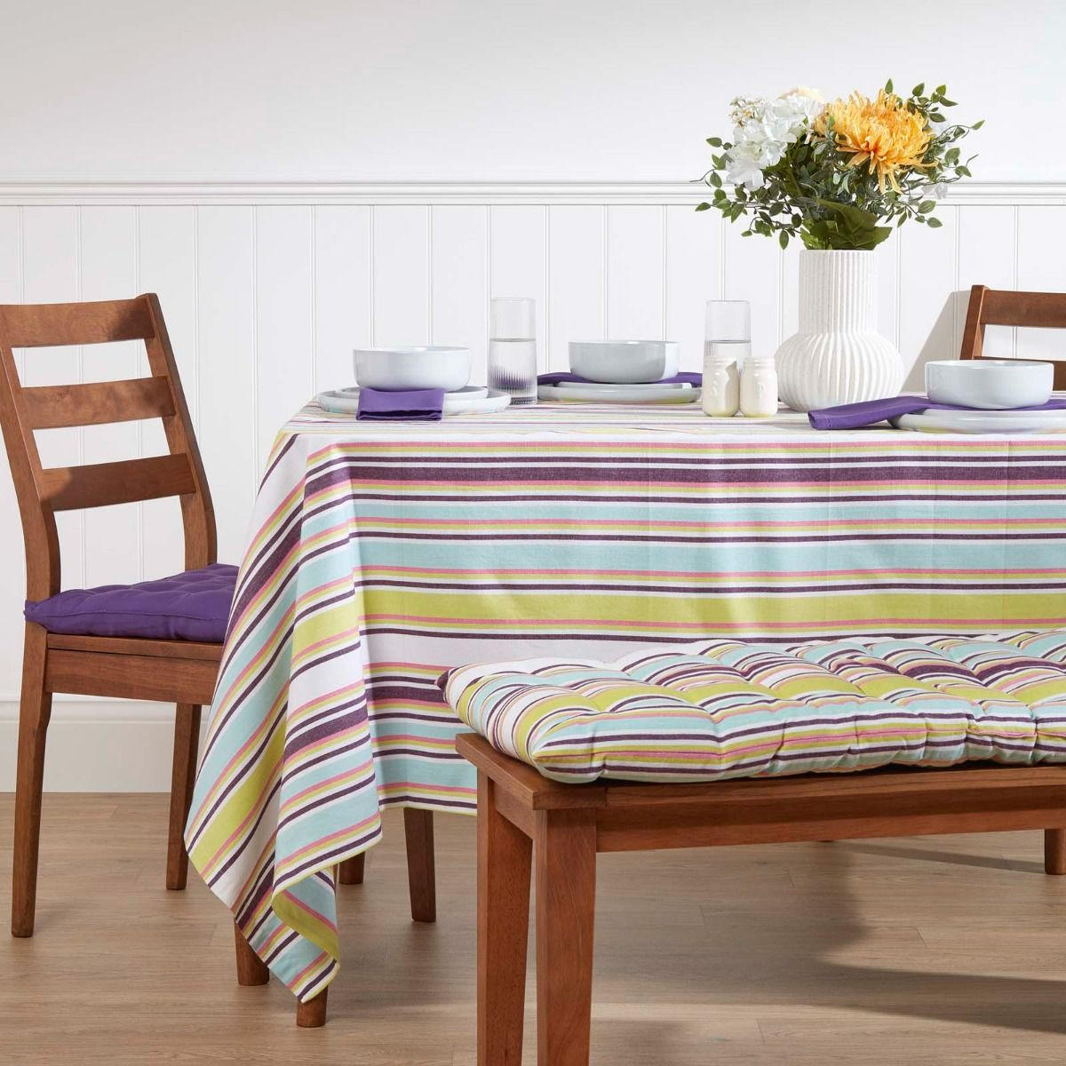 BANKAUFLAGE Osaka, 2-Sitzer bunt gestreift - Grün, Textil (108/42/5cm) - Homescapes