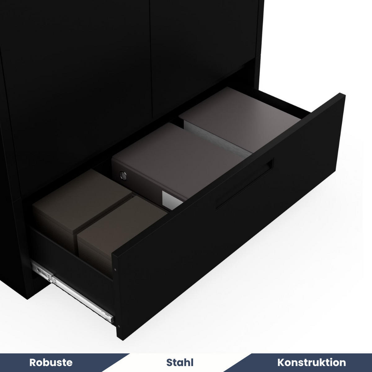 METALLSCHRANK mit Einzel-Schublade MEGAN 195x90x40cm Schwarz - Schwarz, Metall (90/195/40cm) - Jan Nowak