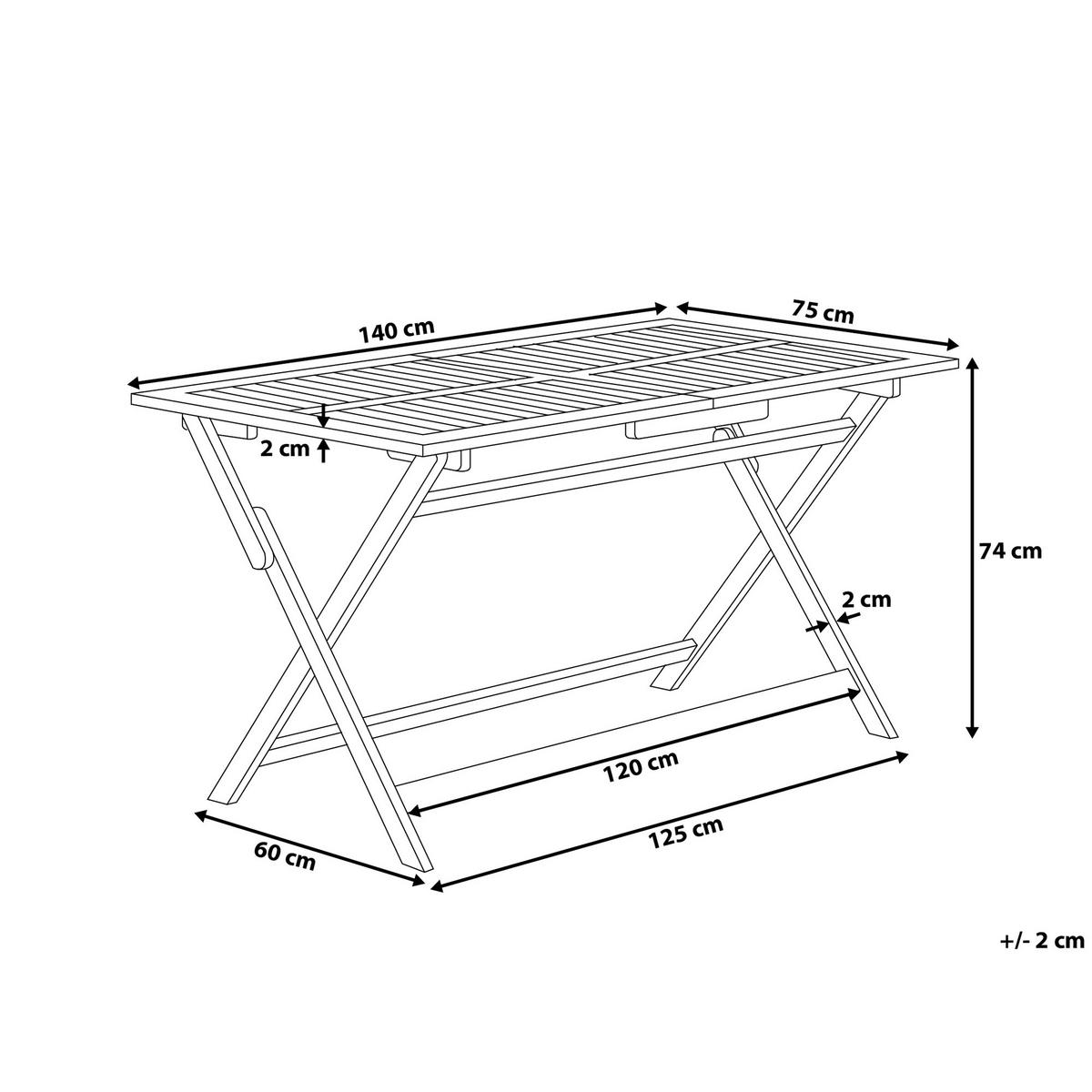GARTENTISCH 140/75 cm Massivholz Dunkler Holzfarbton Cento - Dunkelbraun, Holz (140/74/75cm) - Beliani