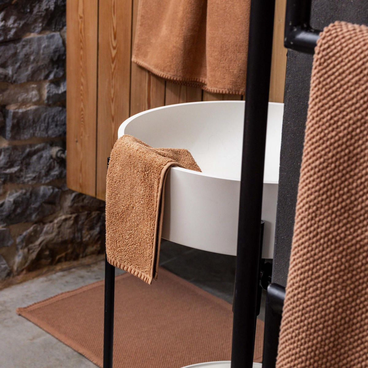 BADEMATTE Etia zimt 54 x 64 cm - Cognac, Textil (54/64cm) - Vivaraise