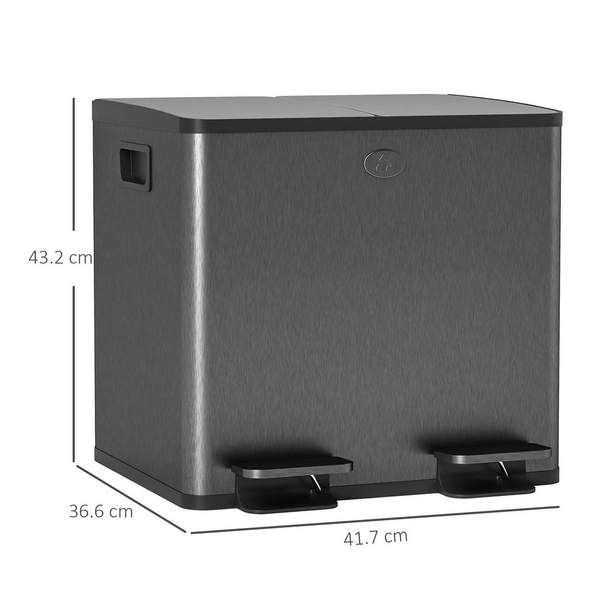ABFALLEIMER Schwarz 1 Stück - Schwarz, Kunststoff (36.6/43.2/41.7cm) - GiPP