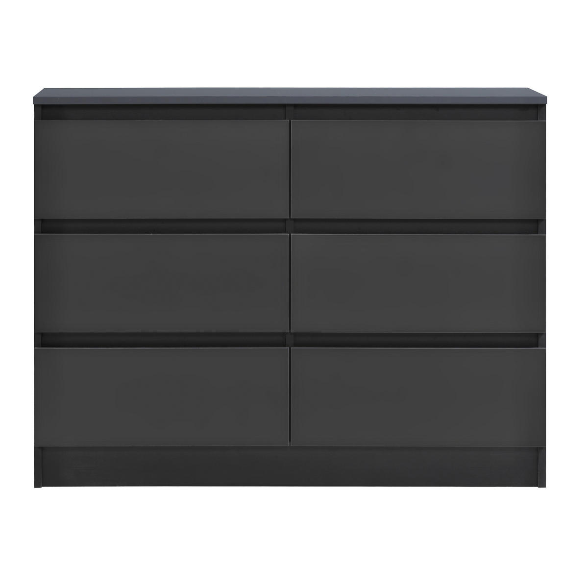 KOMMODE mit 6 Schubladen 100cm breit in anthrazit - Anthrazit, Holz (100/77.5/31cm) - Home Collective