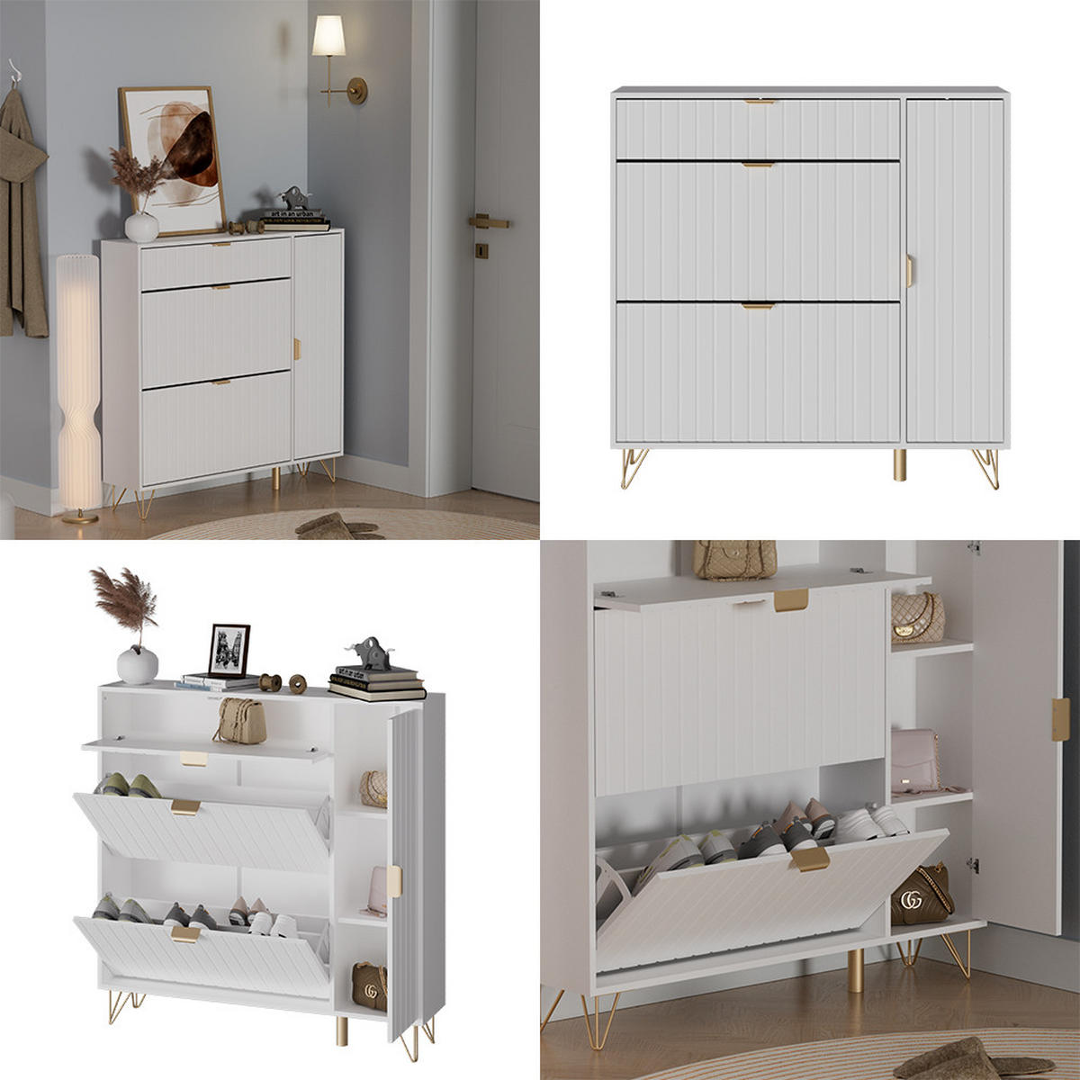 SCHUHSCHRANK Helge Weiß 108 x 107.5 cm - Weiß, Holzwerkstoff (108/107.5/23.5cm) - Vicco