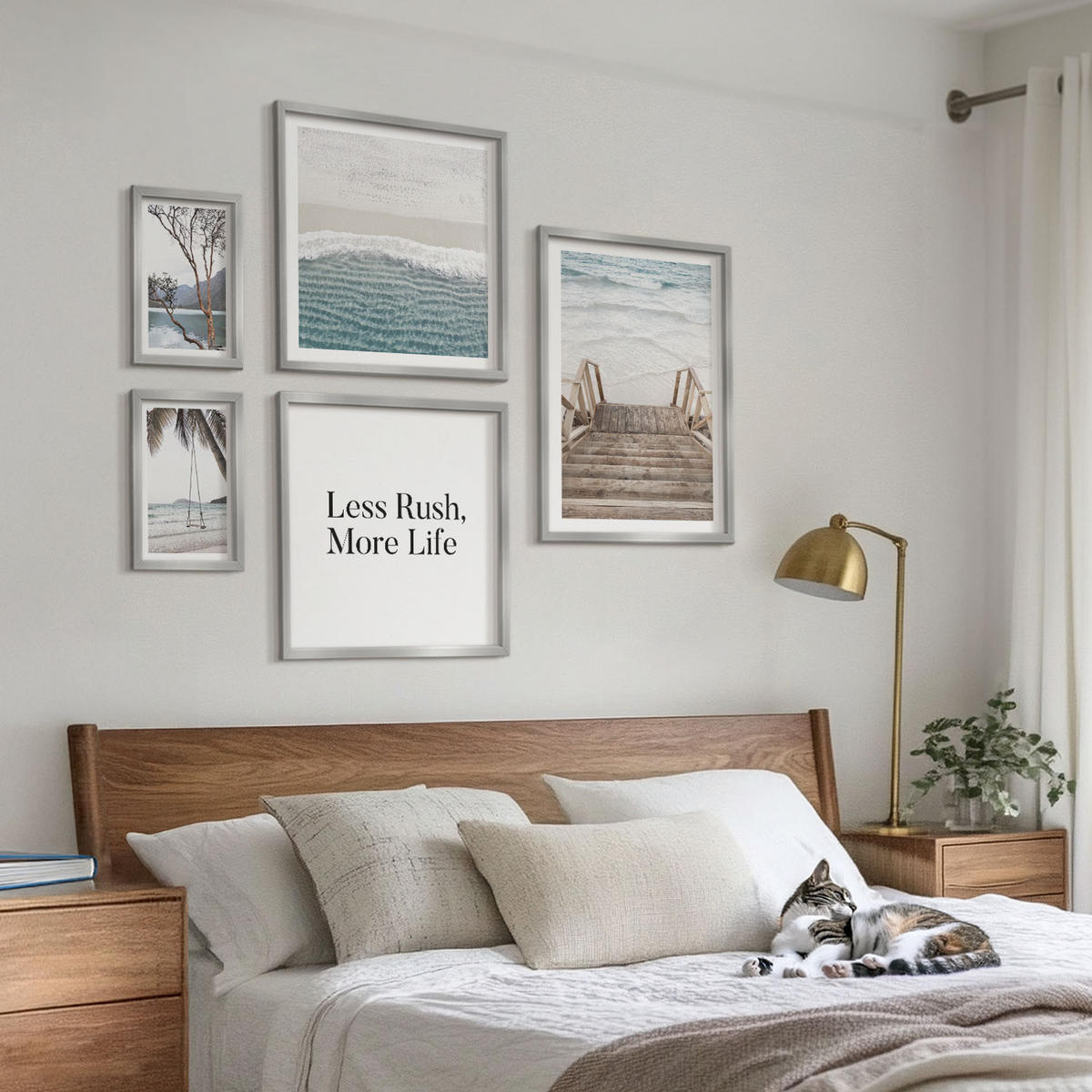 BILDER SET 5er Set - 50x50 cm & 20x30 cm & 40x60 cm Silberner Rahmen - Tropenurlaub - Silberfarben, Kunststoff (40/60cm) - TULUP