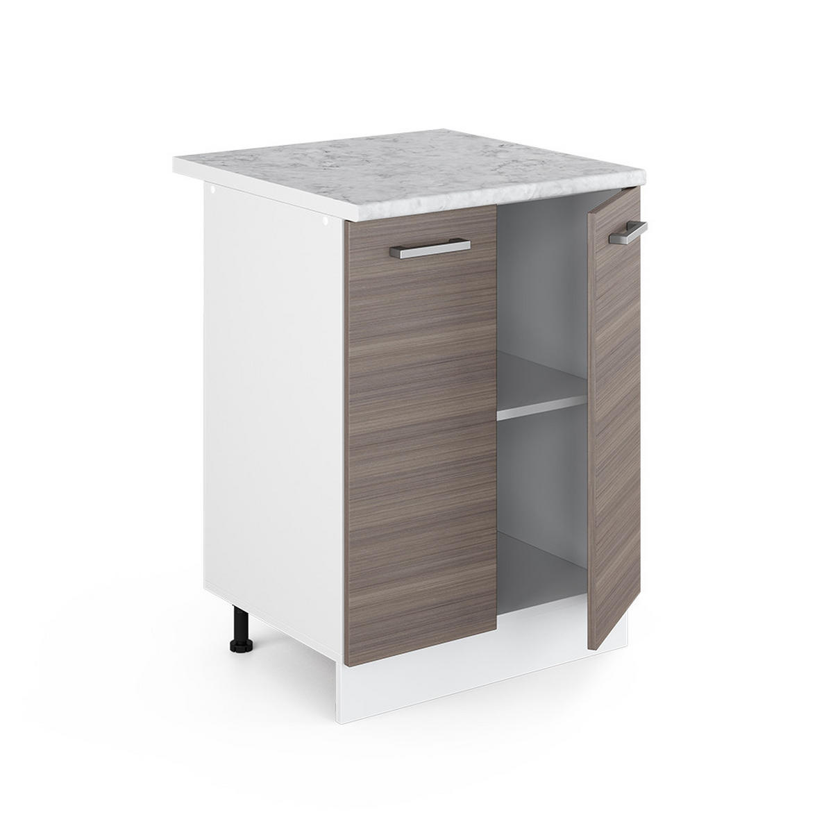 UNTERSCHRANK R-Line Grau 60 cm mit Türen, mit Arbeitsplatte - Weiß/Grau, Holzwerkstoff (60/81.6/60cm) - Vicco