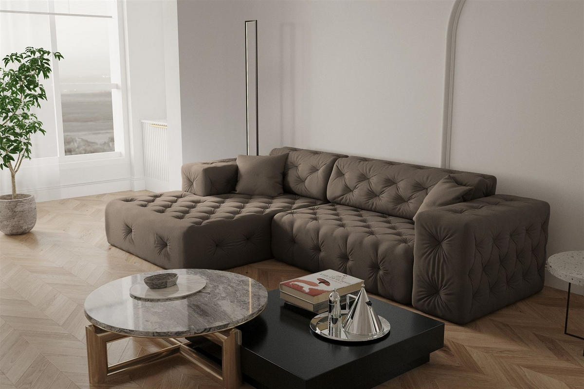 ECKSOFA Chantal - Braun, Holzwerkstoff/Textil (266/171cm) - Fun Möbel