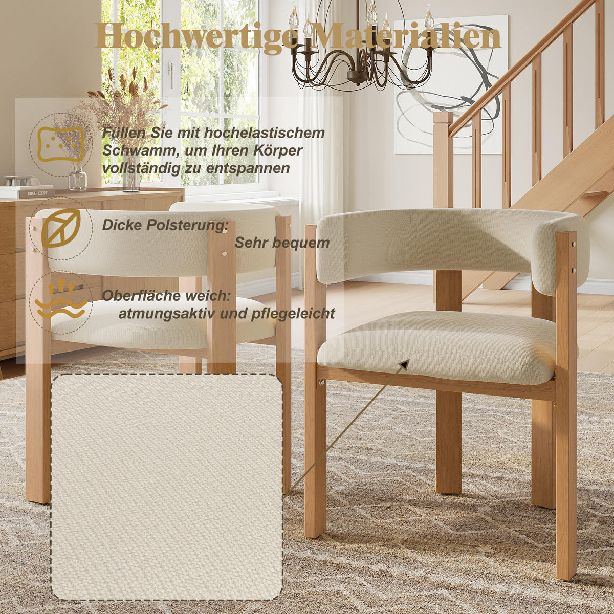ESSZIMMERSTUHL 6-Tlg Ergonomisch, Polsterung, Eisenbeine Holzoptik - Multicolor, Metall (54/18.11/111cm) - FLIEKS