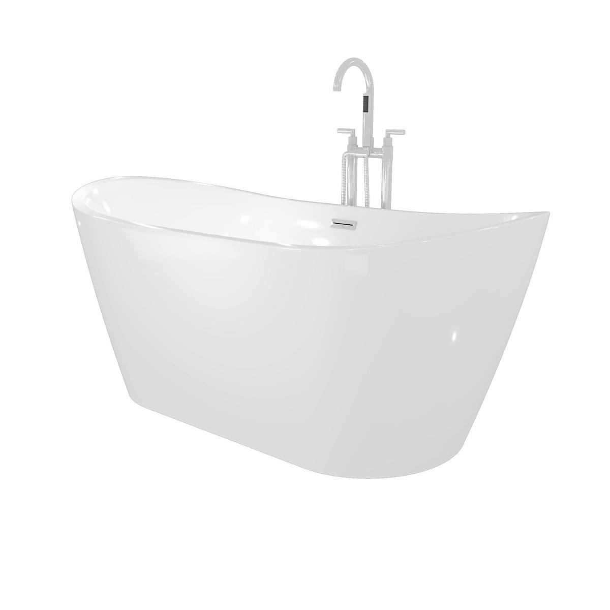 FREISTEHENDE Badewanne Wanne F03 180x89cm mit Armatur AF03 - Weiß, Glas/Kunststoff (80/72/180cm) - AcquaVapore by Sandra Jentho