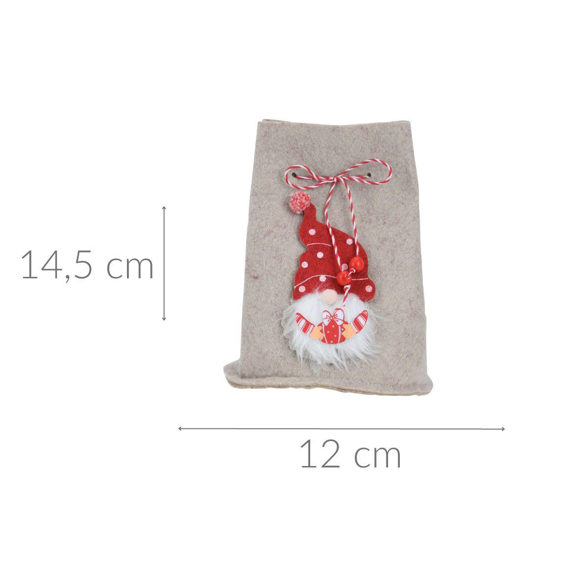 WEIHNACHTSSACK mit Wichtelmännchen 12/8,5/14,5 cm - Beige, Textil (8.5/14.5/12cm) - Home Styling Collection