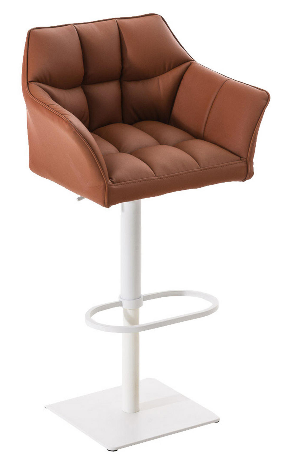 BARHOCKER 2er Set Damaskus Kunstleder weiß hellbraun - Braun/Weiß, Textil/Metall (64/110/48cm) - TPFLiving