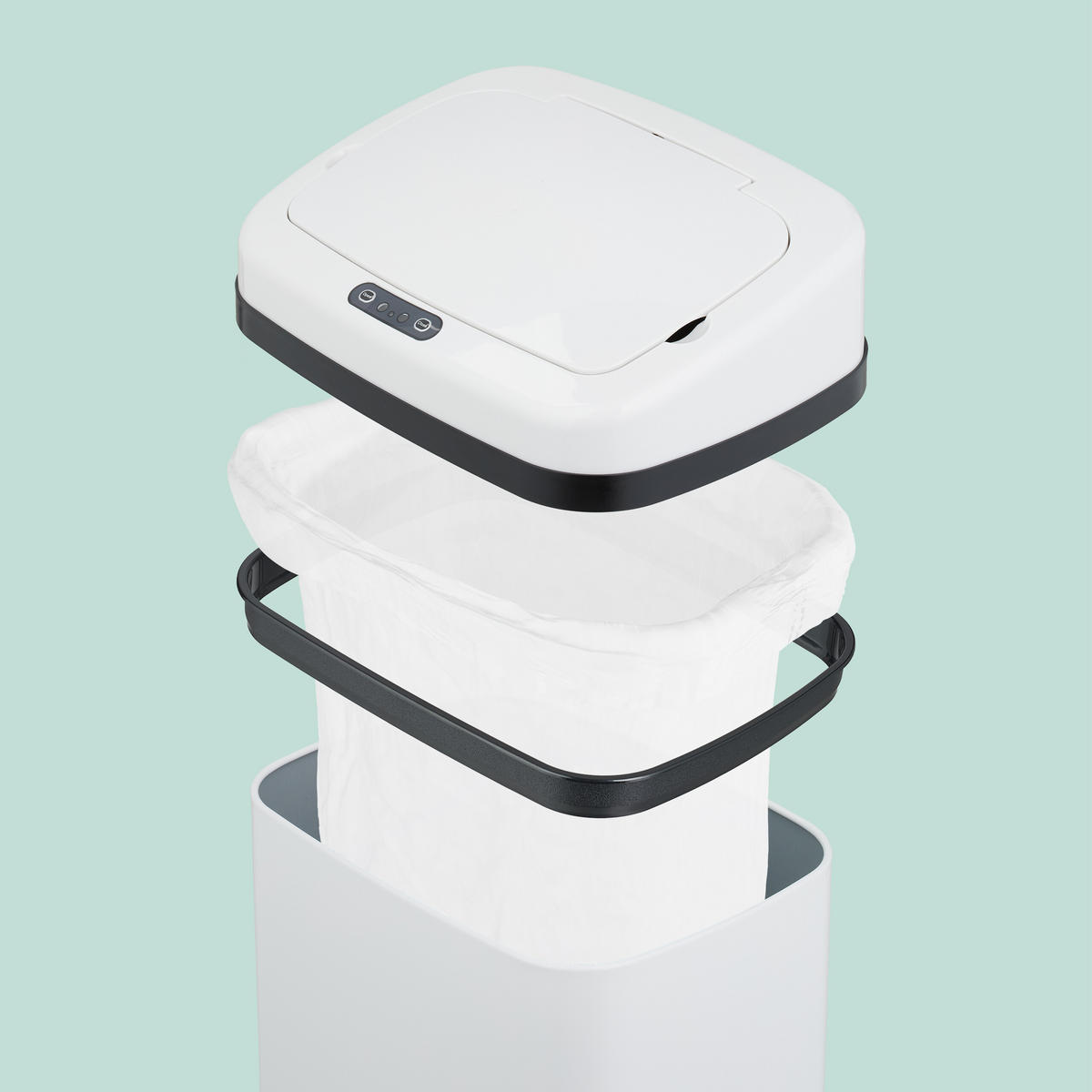 SENSOR-MÜLLEIMER - Weiß, Kunststoff/Metall (33/70/25cm) - Relaxdays