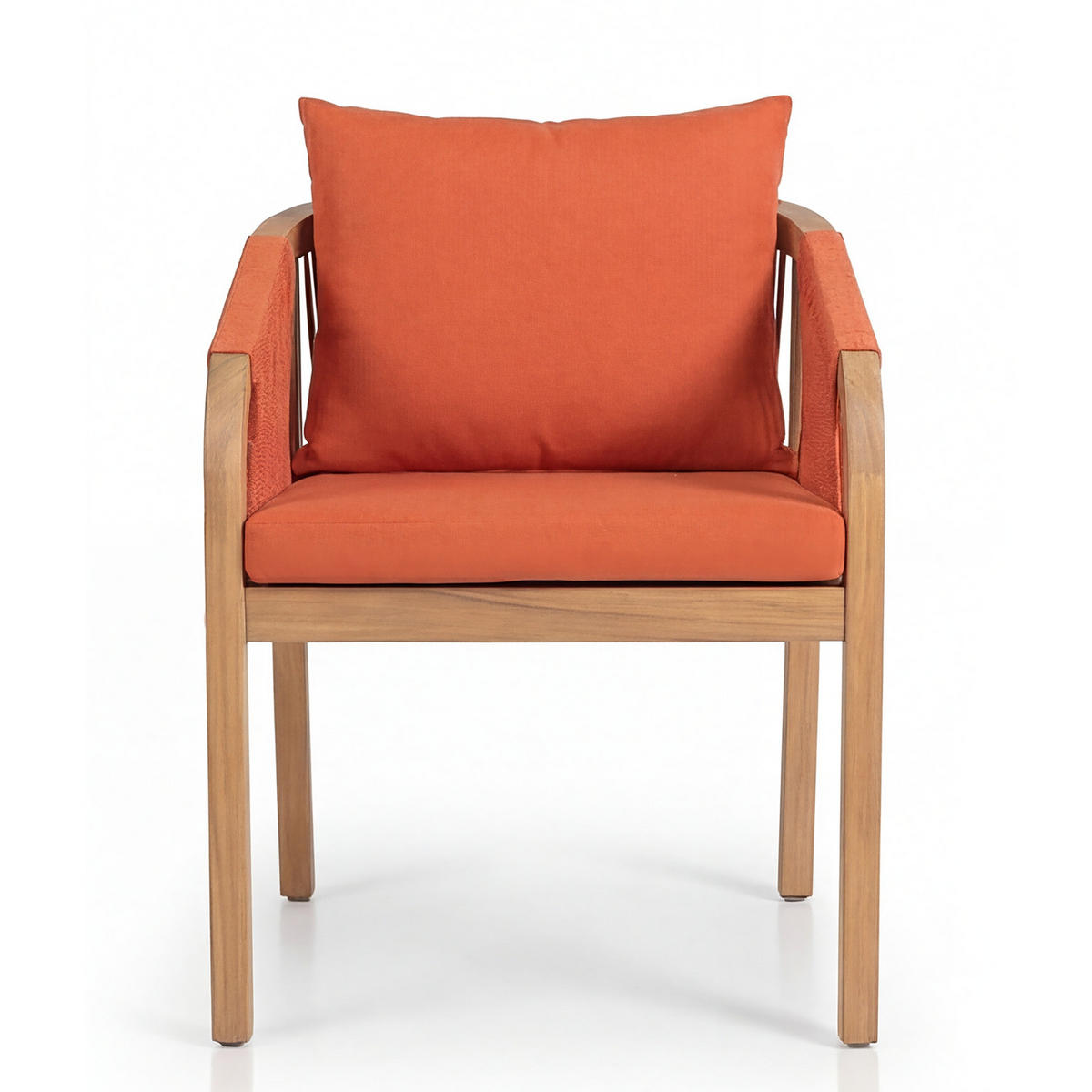 GARTENSTUHL - 2er-Set - Akazie massiv / Webstoff - Terracotta, Holz/Textil (58/77/62cm) - home24