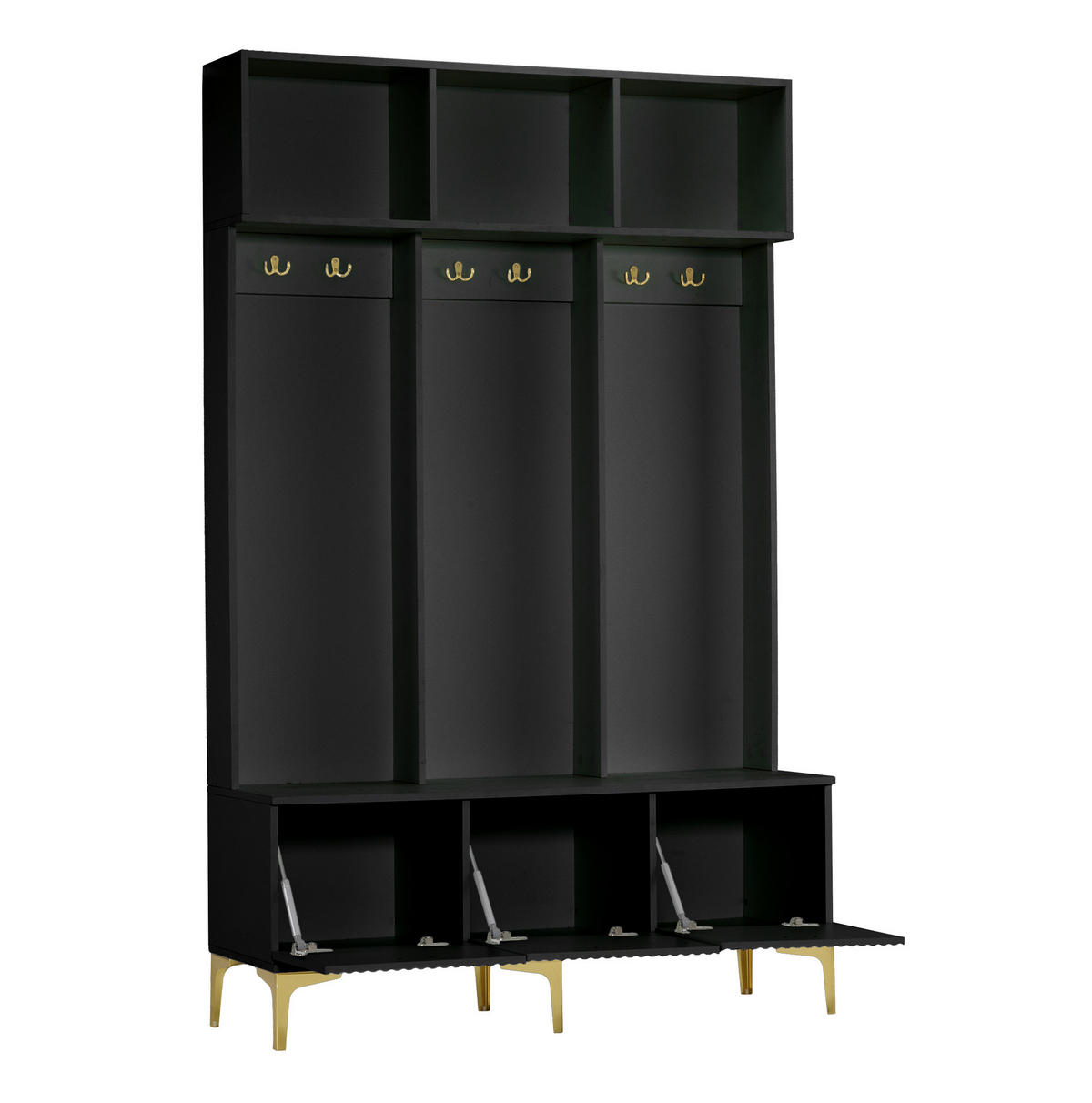 GARDEROBENSET mit Bank 120 x 23,5 x 191,5 cm Schwarz - Schwarz, Holzwerkstoff (40/191/120cm) - Beauniv