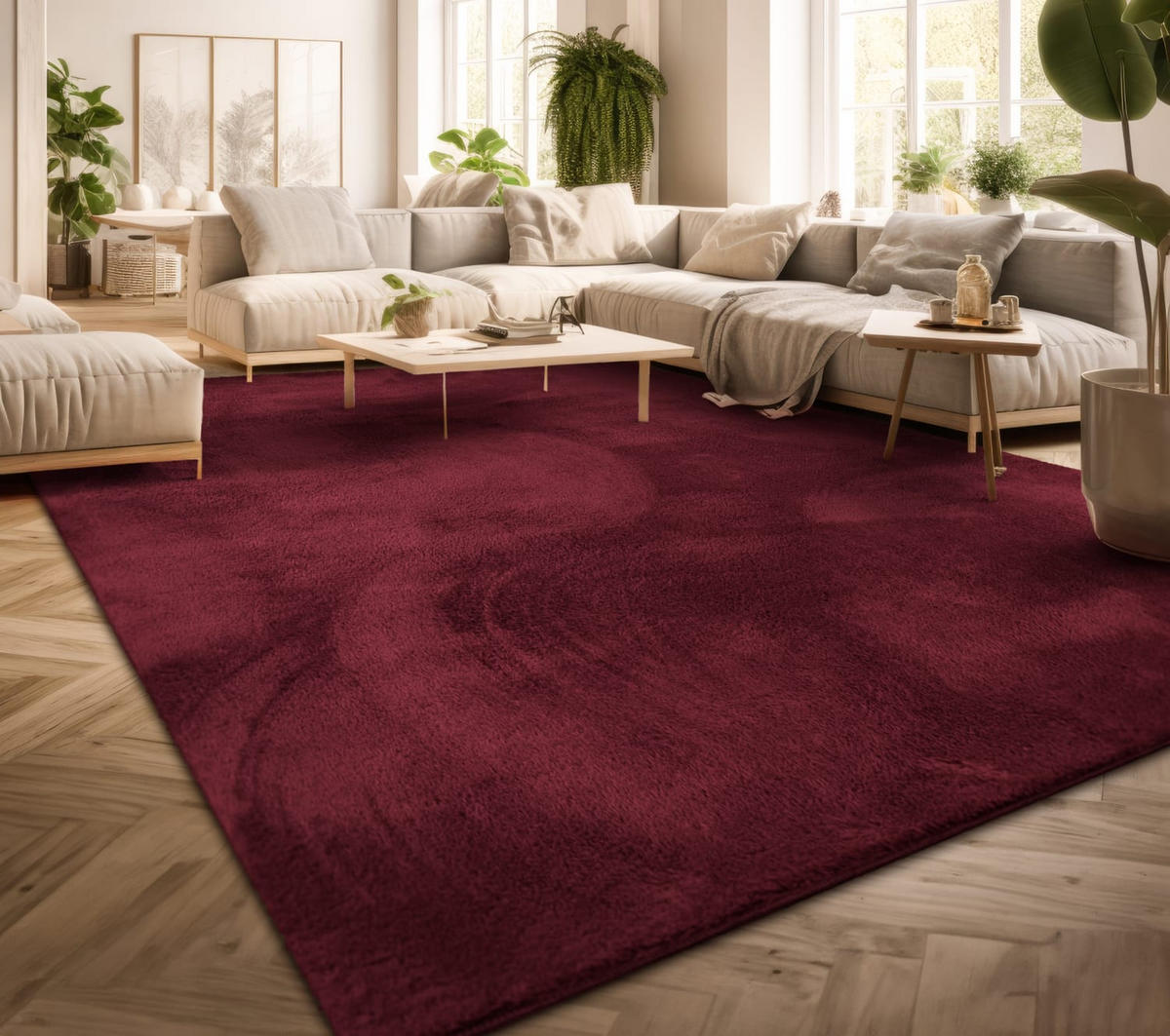 FLACHWEBETEPPICH Rot 200 x 200 cm - Rot, Kunststoff (200/200cm) - TT Home