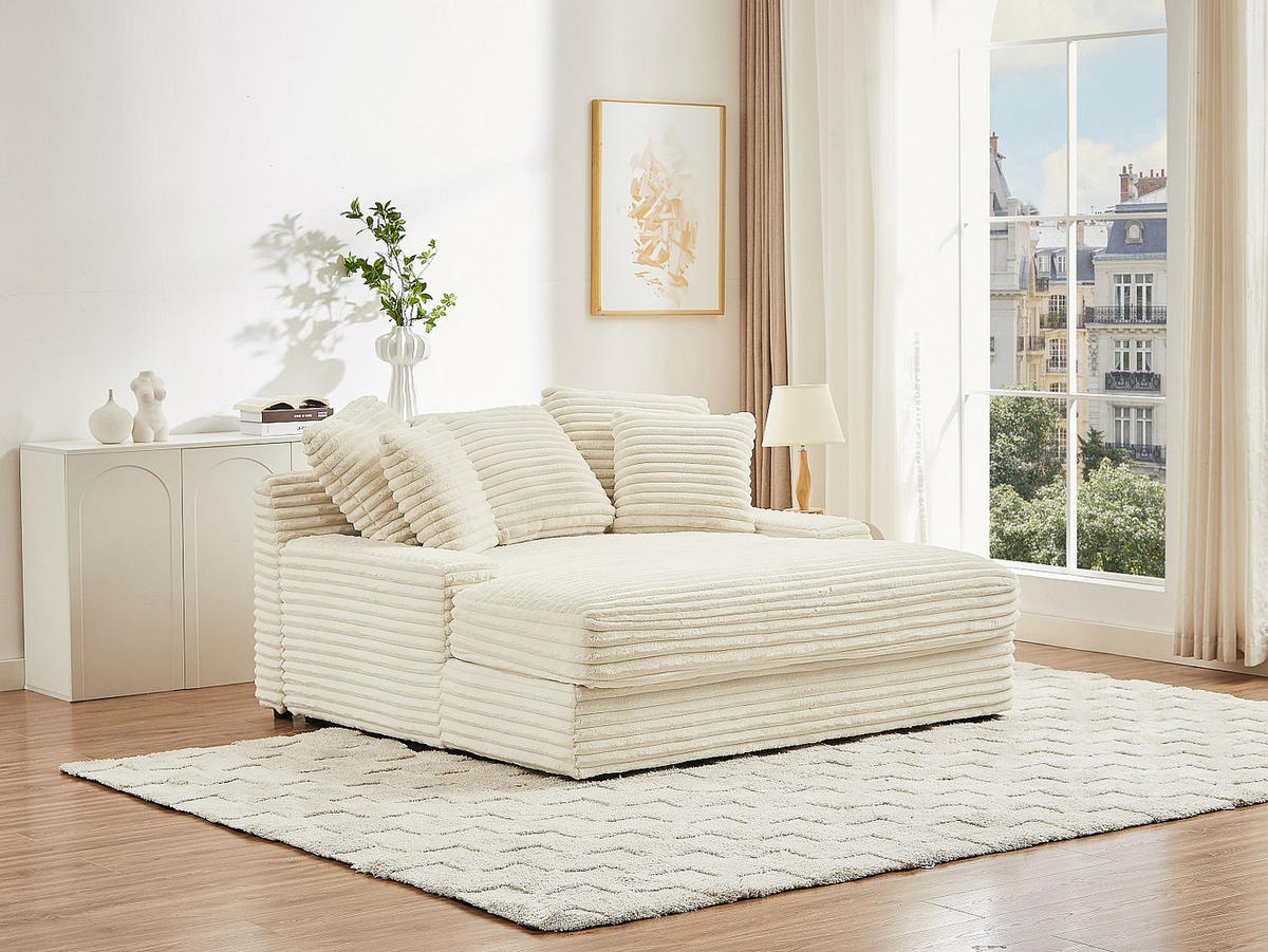 RECAMIERE ohne Schlaffunktion - 1 Person, 2 Personen - Samt, Stoff - Beige - - Beige, Textil (163/95/168cm) - Vente-Unique