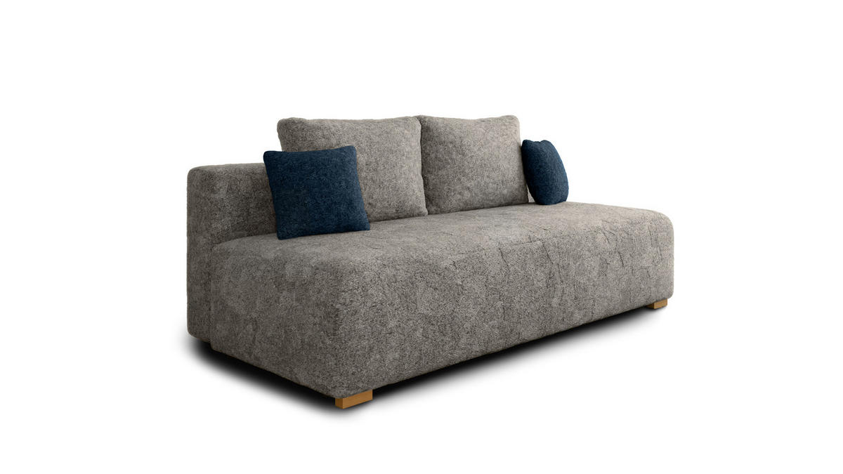 SCHLAFSOFA - Polstersofa aus Bouclé - Grau (Arena 17 + Arena 22 Kissen) - Dunkelblau/Grau, Holzwerkstoff (200/90/100cm) - Möblo