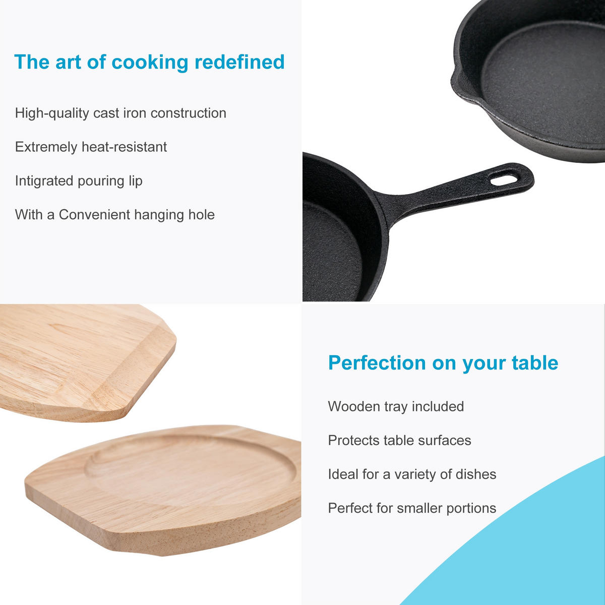 GUSSEISENPFANNE - Schwarz, Metall (13.5cm) - Intirilife