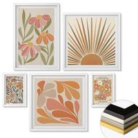 WANDBILDER 5er-Set - 50x50 cm & 20x30 cm & 40x60 cm Weißer Rahmen - Pastellfarbene Sonnenblumen - Weiß, Kunststoff (40/60cm) - ArtPrintCave