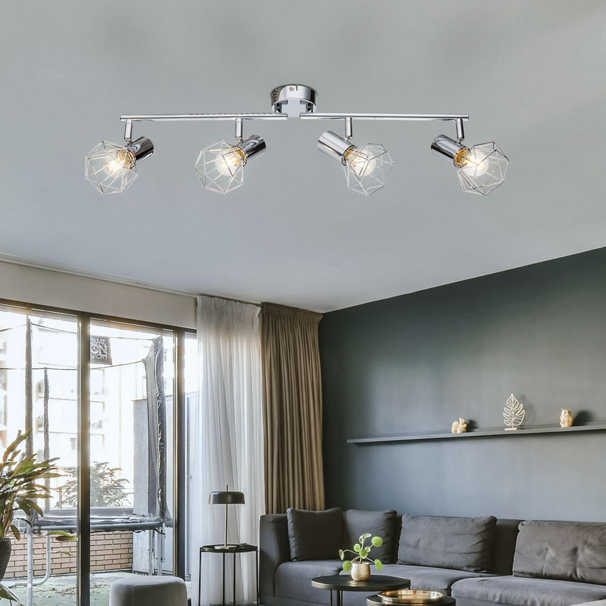 DECKENLEUCHTE Metall Silber XARA I - Silberfarben, Metall (60/9.3/15cm) - Globo Lighting