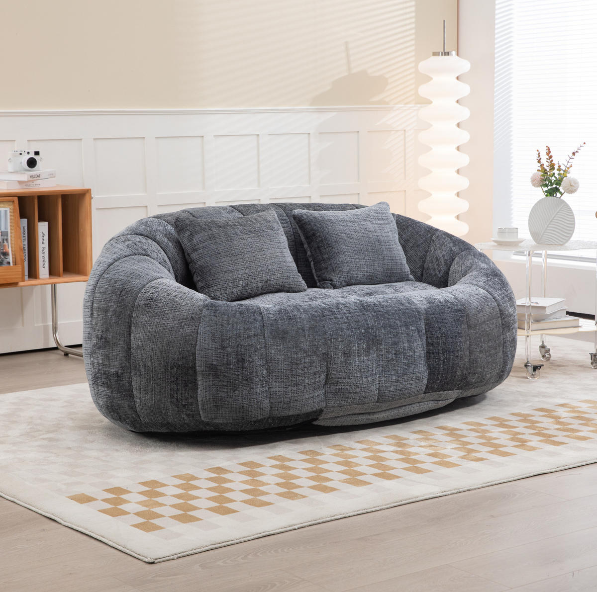 SITZSACK Sofa 150 x 95 x 63 cm Chenille Gray - Grau, Kunststoff (95/63/145cm) - Beauniv